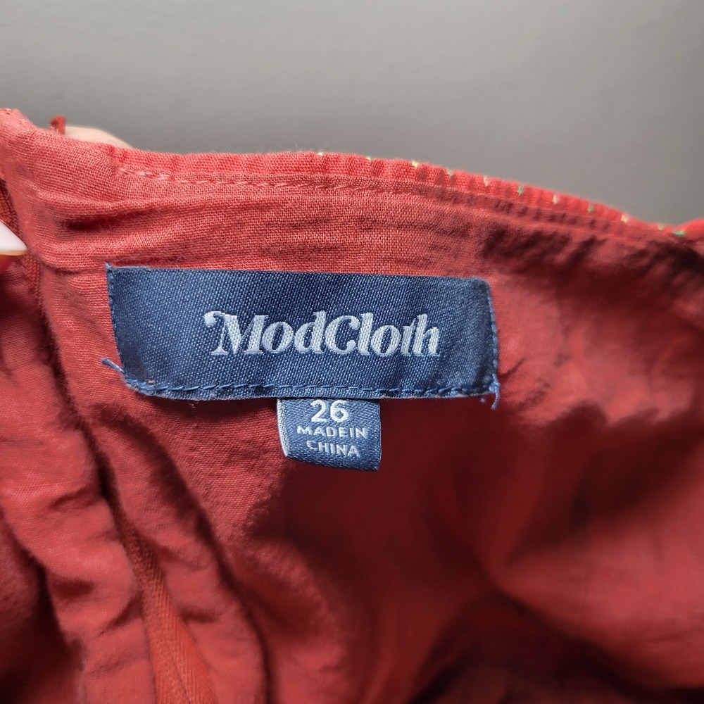Modcloth Plus Size Sun Dress Burnt Orange Raised Polk a dot Womans' 26 - Picture 9 of 16